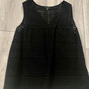 Lucky Brand Women's Eyelet Tank TOP, Lucky Black, M